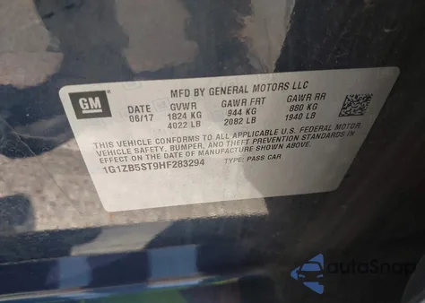 2017 Chevrolet Malibu Ls z USA, uszkodzony, nr VIN 1G1ZB5ST9HF283294